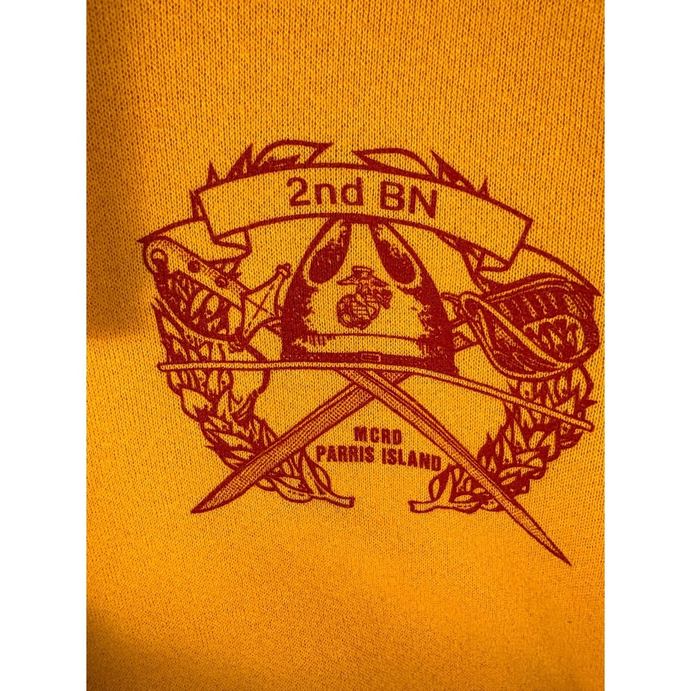 Soffe USMC 2nd BN MCRD Parris Island Hoodie Sweatshirt Mens L yellow NWT - Picture 8 of 8